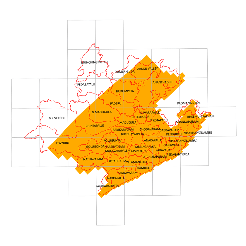 Storm surge inundation map for cyclone with wind speed 